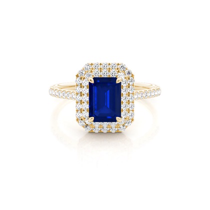 Prong Setting Blue Sapphire Halo Ring