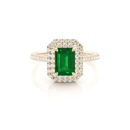 Prong Setting Emerald Halo Ring