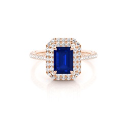 Prong Setting Blue Sapphire Halo Ring