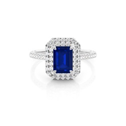 Prong Setting Blue Sapphire Halo Ring