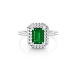 Prong Setting Emerald Halo Ring