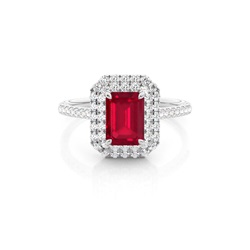 Prong Setting Ruby Halo Ring