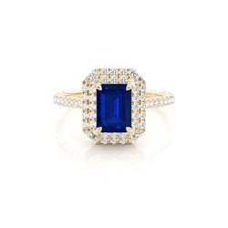 Prong Setting Blue Sapphire Halo Ring