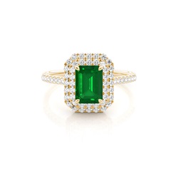 Prong Setting Emerald Halo Ring