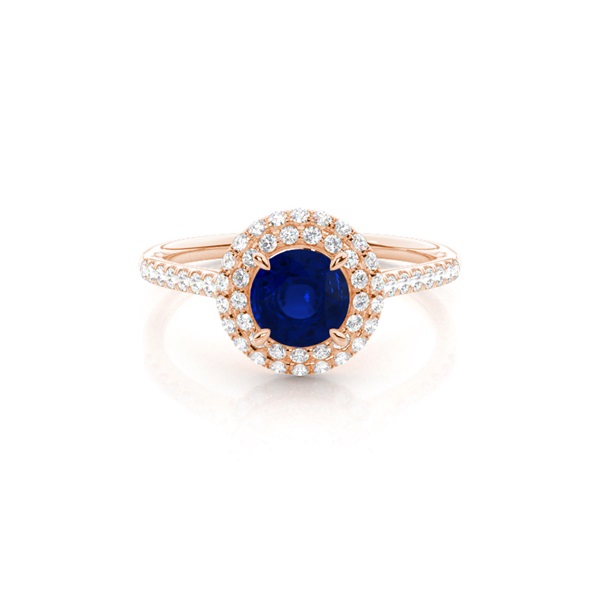 Prong Setting Round Blue Sapphire Halo Ring