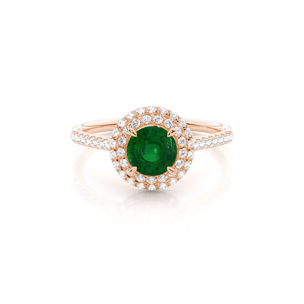 Prong Setting Round Emerald Halo Ring