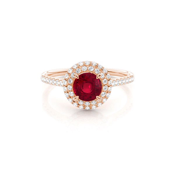Prong Setting Round Ruby Halo Ring