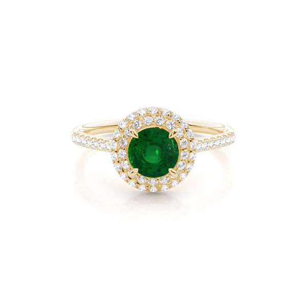 Prong Setting Round Emerald Halo Ring