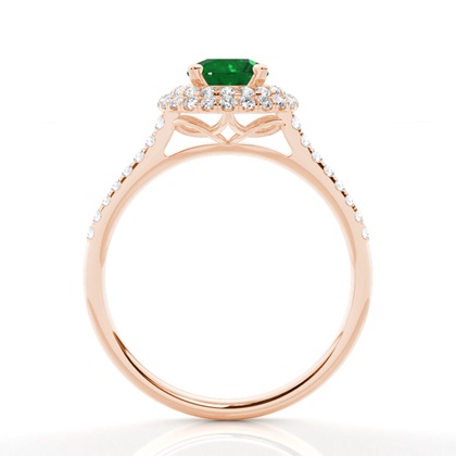 Zinkeneinstellung runder Smaragdhalo-Ring