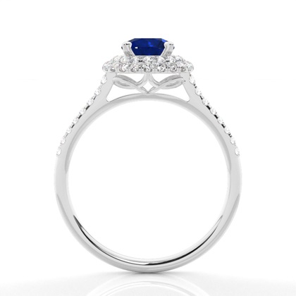 Zinkeneinstellung Runder blauer Saphirhalo-Ring