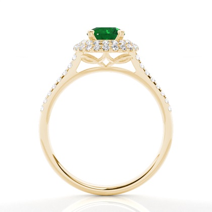 Zinkeneinstellung runder Smaragdhalo-Ring