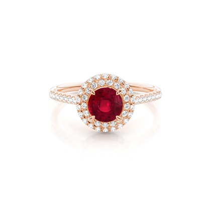 Prong Setting Round Ruby Halo Ring