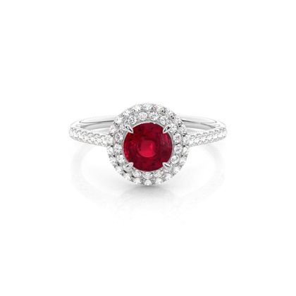 Prong Setting Round Ruby Halo Ring