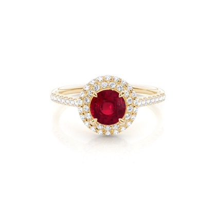 Prong Setting Round Ruby Halo Ring