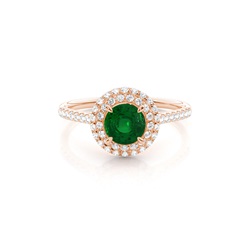 Prong Setting Round Emerald Halo Ring