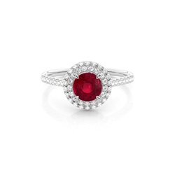 Prong Setting Round Ruby Halo Ring