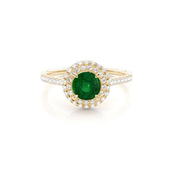 Prong Setting Round Emerald Halo Ring
