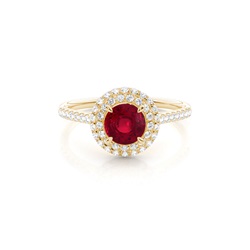 Prong Setting Round Ruby Halo Ring