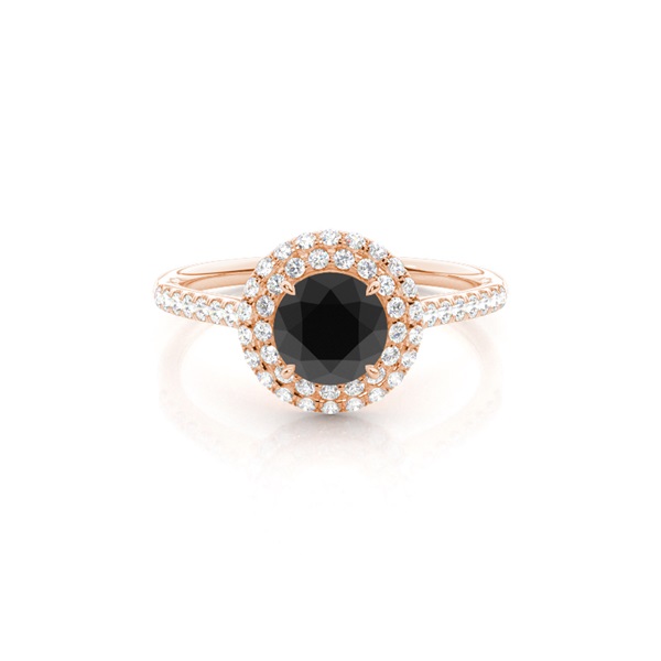 Prong-Einstellung rundem schwarzer Diamant-Halo-Ring