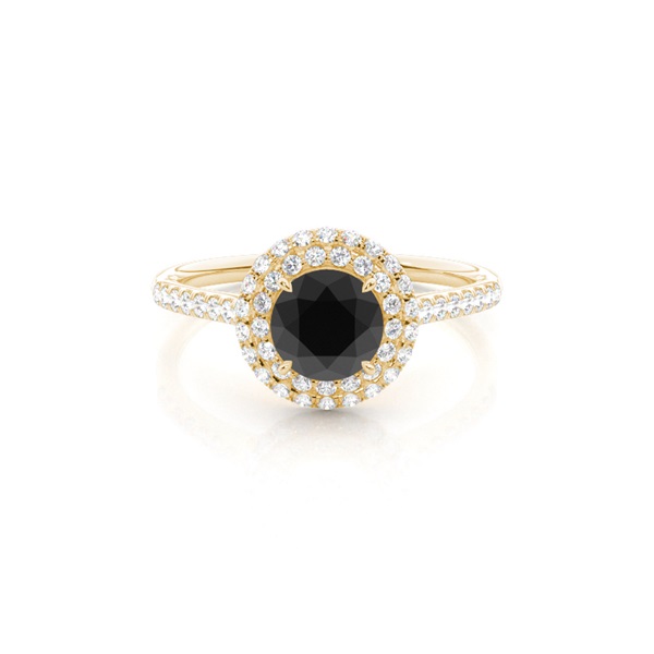 Prong Setting Round Black Diamond Halo Ring