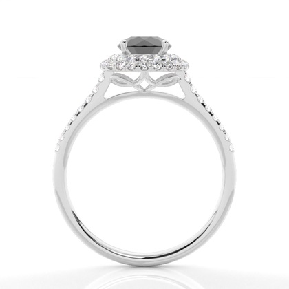 Prong-Einstellung rundem schwarzer Diamant-Halo-Ring