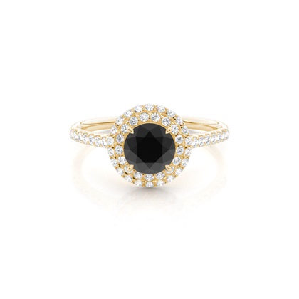 Yellow Gold Black Diamond Engagement Rings
