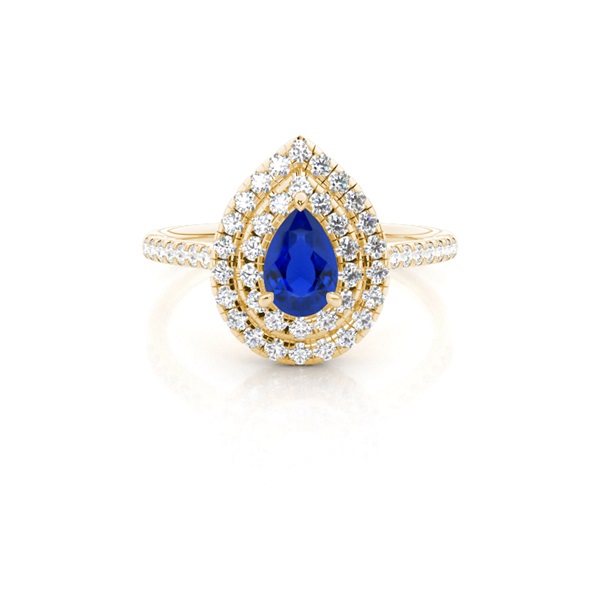Prong Setting Pear Blue Sapphire Halo Ring