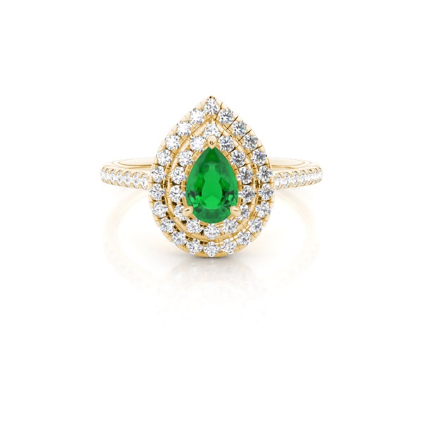 Prong Setting Pear Emerald Halo Ring