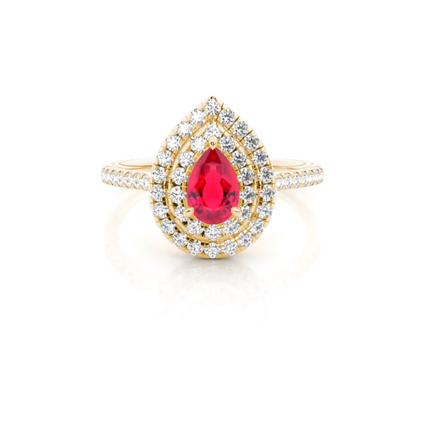 Prong Setting Pear Ruby Halo Ring