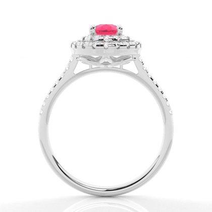 Zinkeneinstellung Birnen-Rubin-Halo-Ring