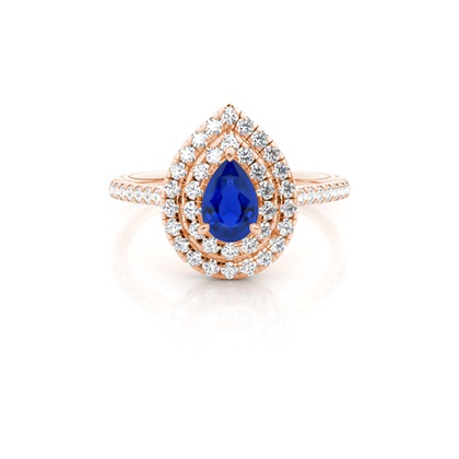 Prong Setting Pear Blue Sapphire Halo Ring