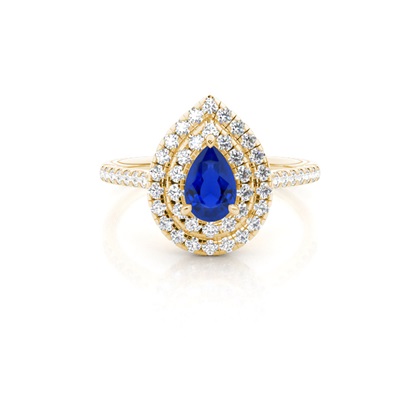 Prong Setting Pear Blue Sapphire Halo Ring