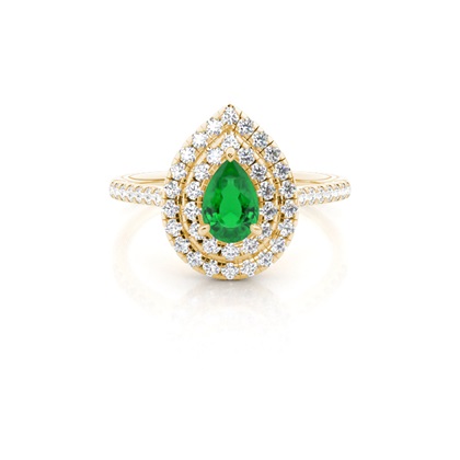 Prong Setting Pear Emerald Halo Ring