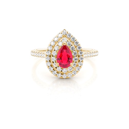 Prong Setting Pear Ruby Halo Ring