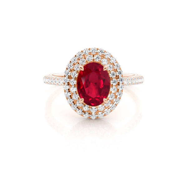 Prong Setting Oval Ruby Halo Ring