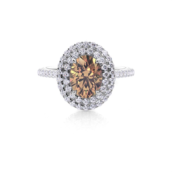 Prong Setting Oval Champagne Diamond Halo Engagement Ring