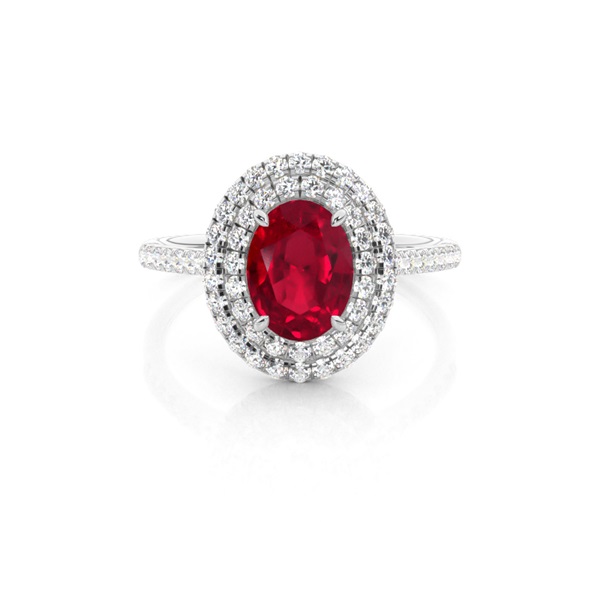 Prong Setting Oval Ruby Halo Ring