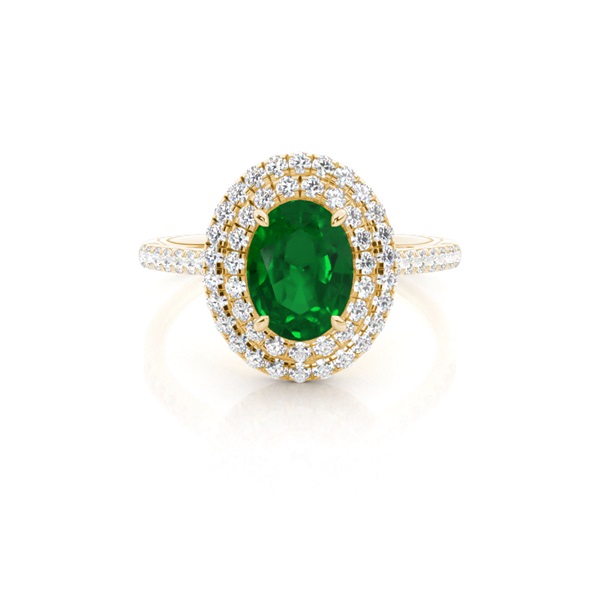 Prong Setting Oval Emerald Halo Ring