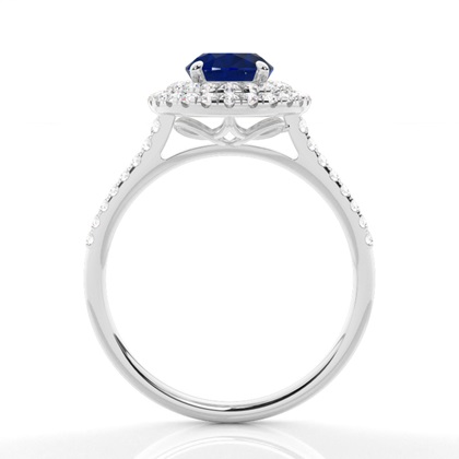Zinkeneinstellung Oval Blue Sapphire Halo Ring