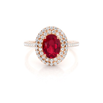 Prong Setting Oval Ruby Halo Ring