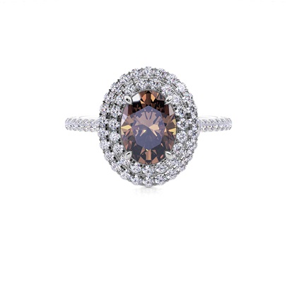 Prong Setting Oval Champagne Diamond Halo Engagement Ring
