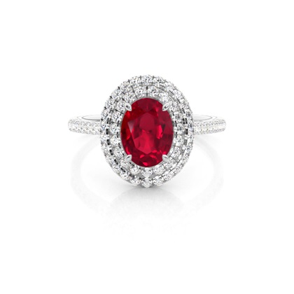Prong Setting Oval Ruby Halo Ring