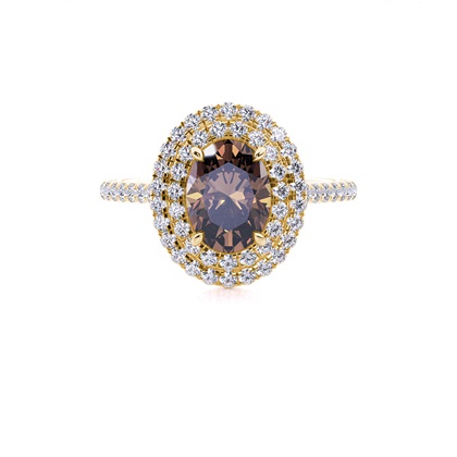 Prong Setting Oval Champagne Diamond Halo Engagement Ring