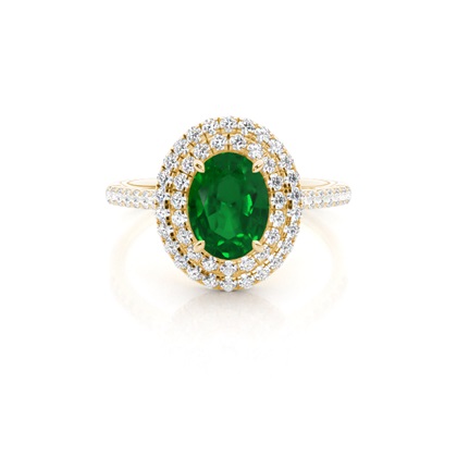 Prong Setting Oval Emerald Halo Ring