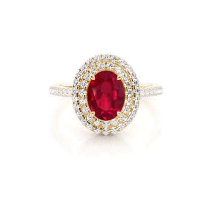 Prong Setting Oval Ruby Halo Ring