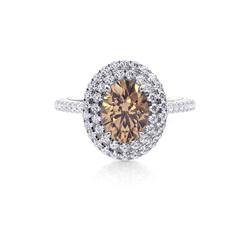 Prong Setting Oval Champagne Diamond Halo Engagement Ring