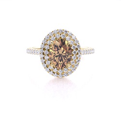 Prong Setting Oval Champagne Diamond Halo Engagement Ring