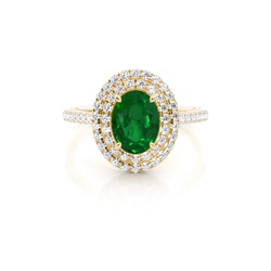 Prong Setting Oval Emerald Halo Ring