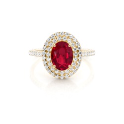 Prong Setting Oval Ruby Halo Ring