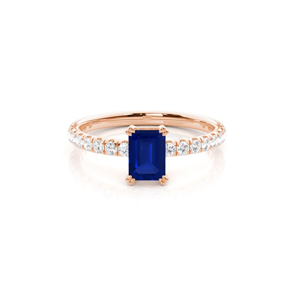 Prong Setting Emerald Blue Sapphire Engagement Ring